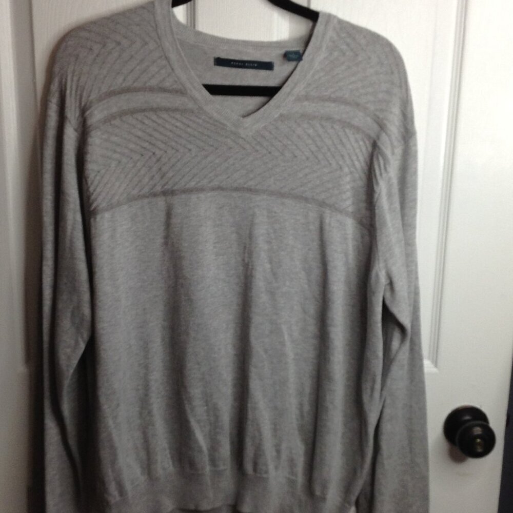 Perry Ellis Men's V-Neck "L" Cotton/Rayon Sweater; Collegiate, Professional, OG